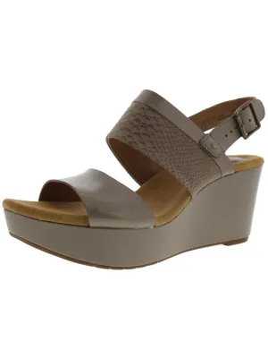 Caslynn Womens Leather Snake Print Wedge Sandals