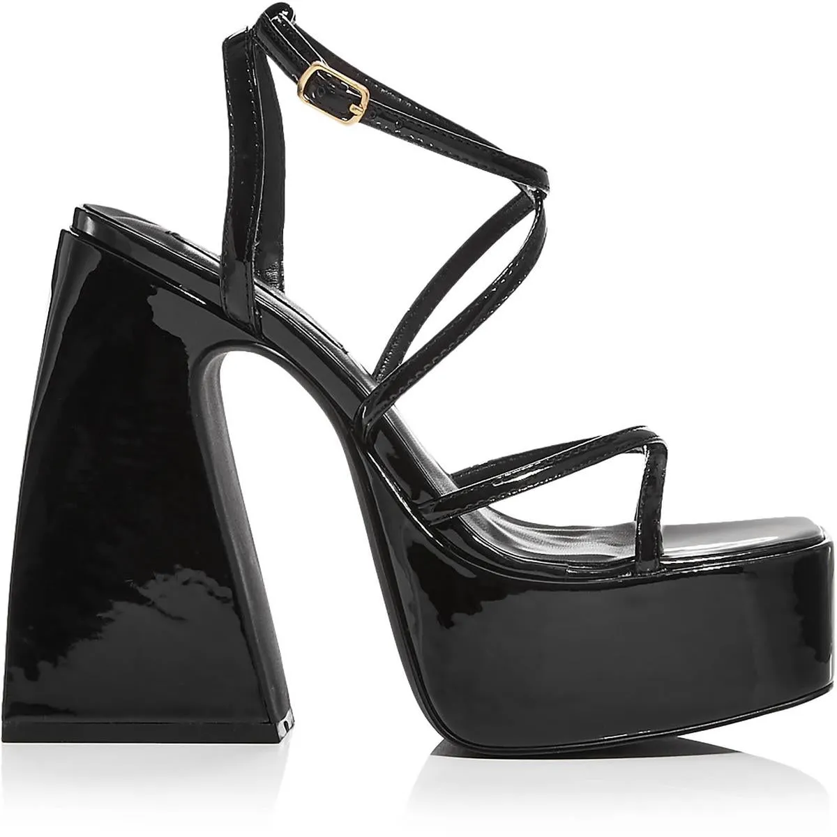 Chance Womens Patent Square Toe Block Heel
