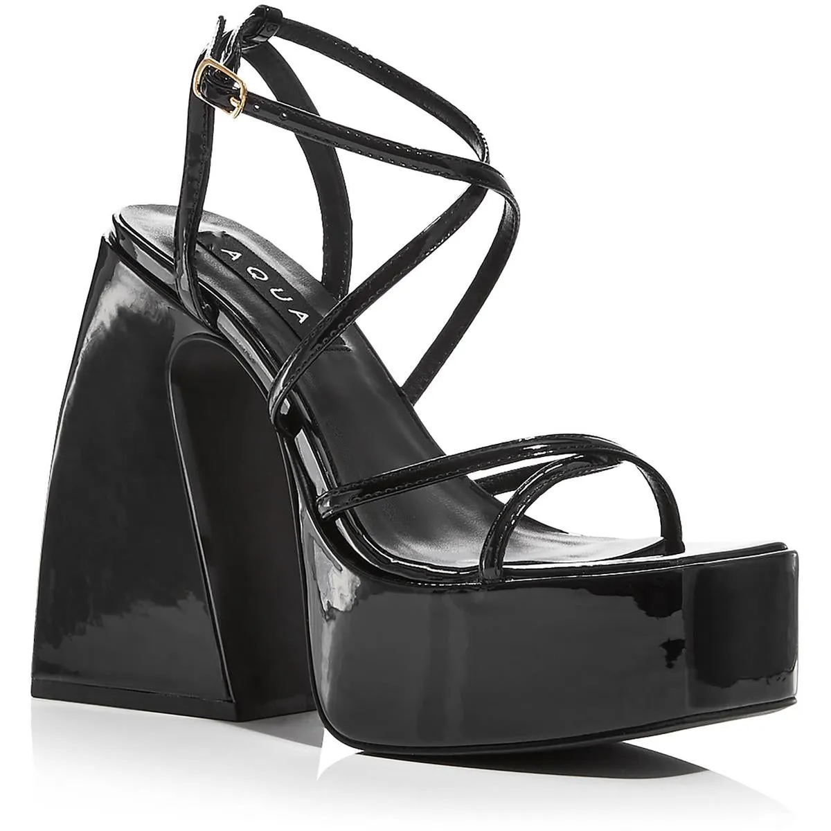 Chance Womens Patent Square Toe Block Heel
