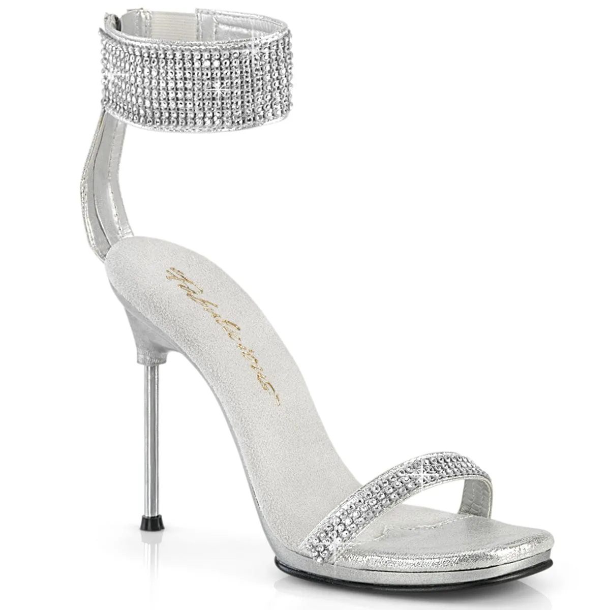 CHIC-40 Silver Shimmery Fabric-Rhinestones/Silver