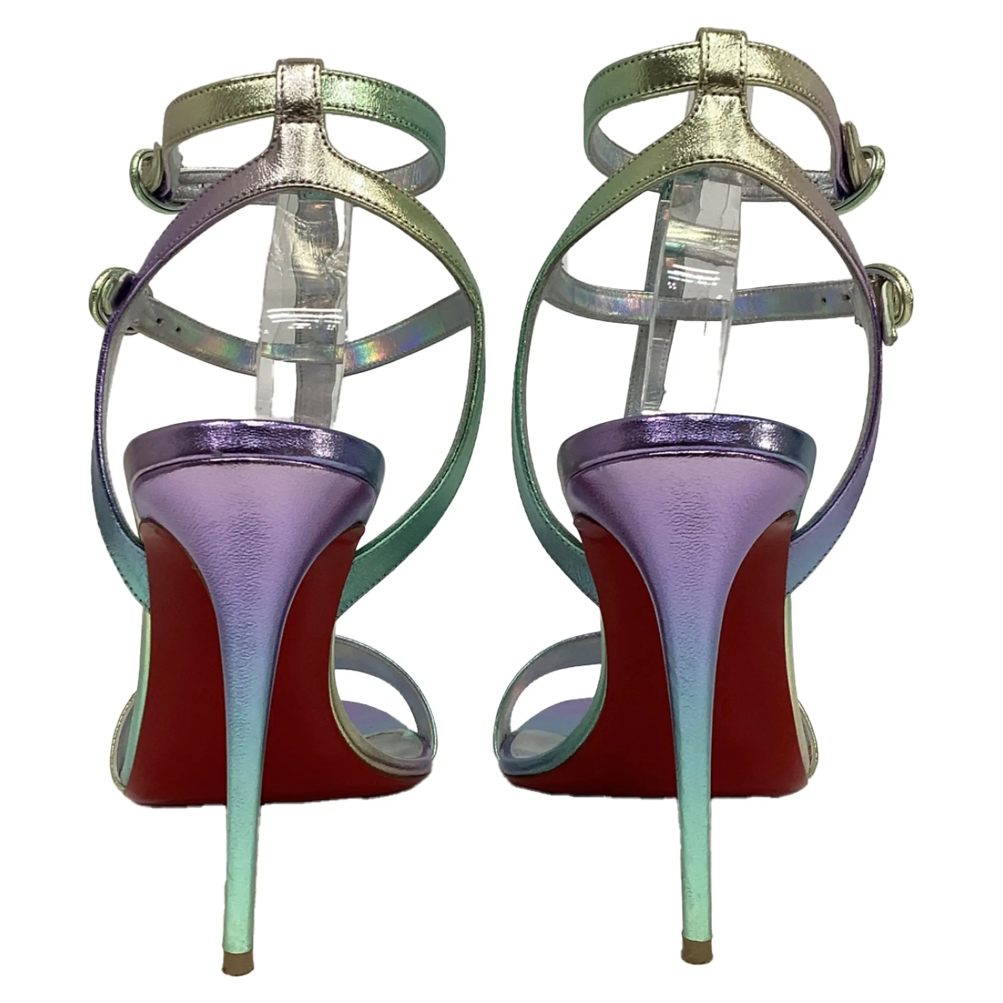 Christian Louboutin Mara 100 Sandal Heels in Multicolor Leather