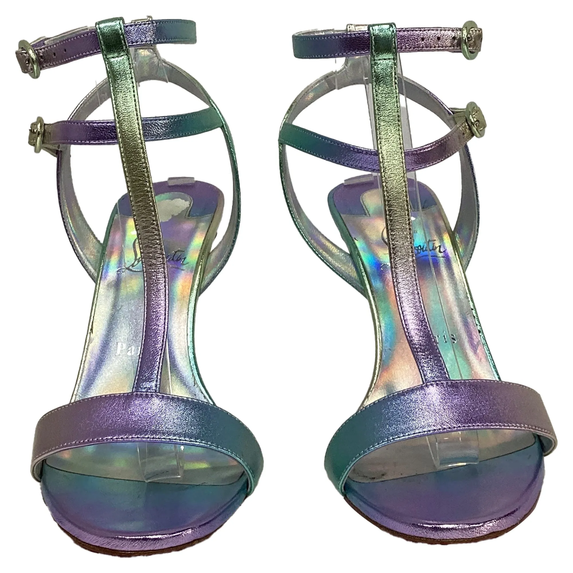 Christian Louboutin Mara 100 Sandal Heels in Multicolor Leather
