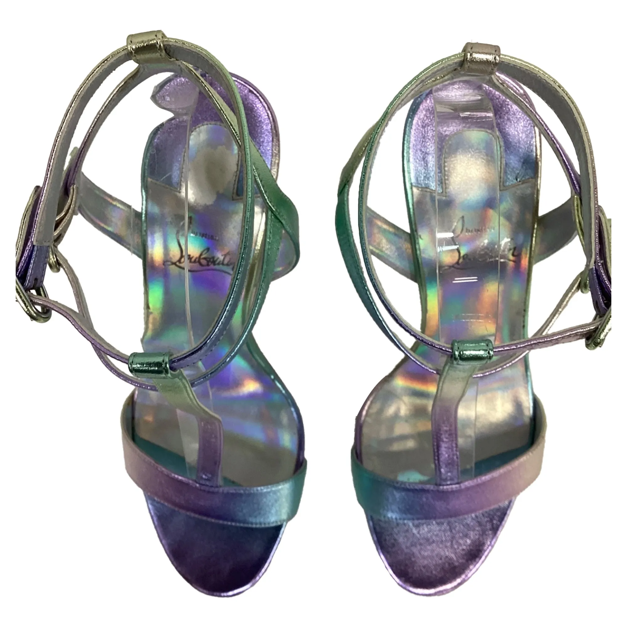Christian Louboutin Mara 100 Sandal Heels in Multicolor Leather