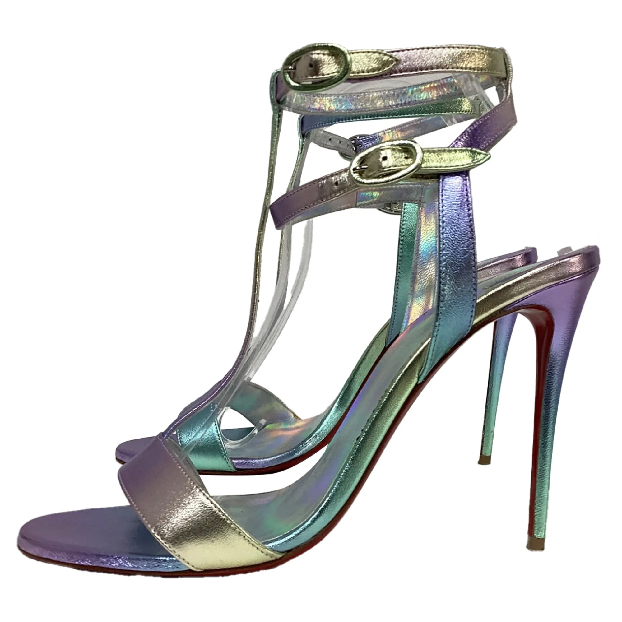 Christian Louboutin Mara 100 Sandal Heels in Multicolor Leather