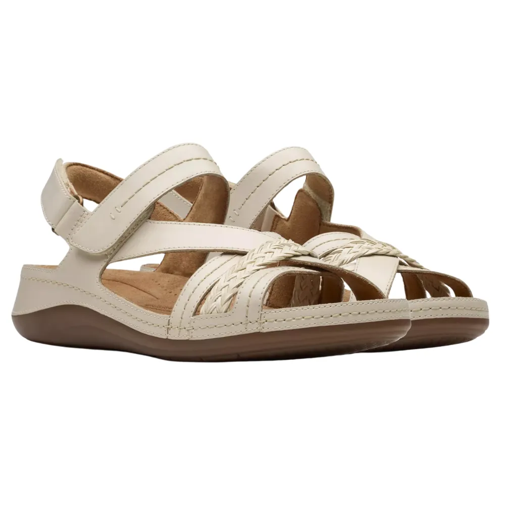 Clarks Cecily Strap Cream Leather Sandal (Women's)