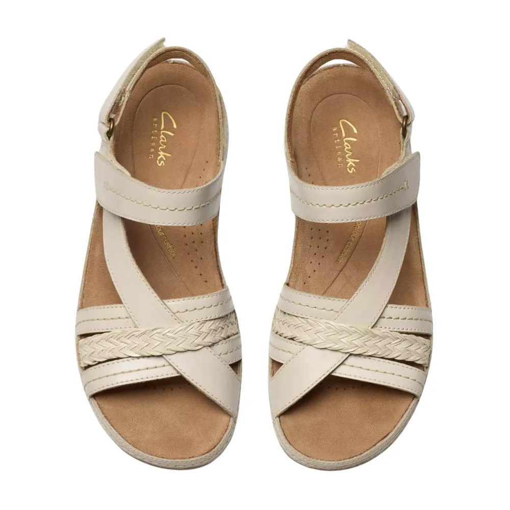 Clarks Cecily Strap Cream Leather Sandal (Women's)