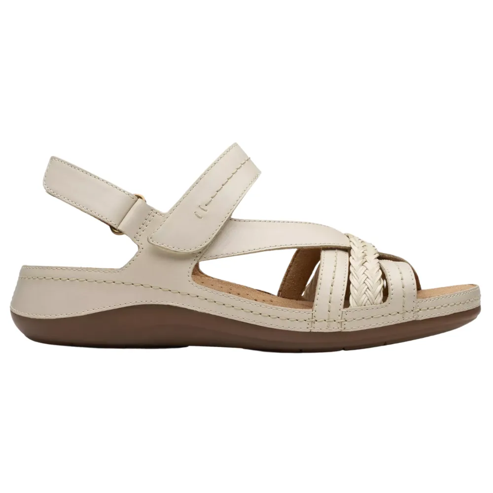 Clarks Cecily Strap Cream Leather Sandal (Women's)