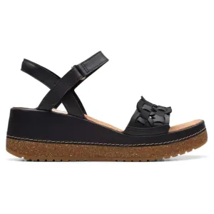 Clarks Kassanda Bar Black Leather Sandal (Women's)
