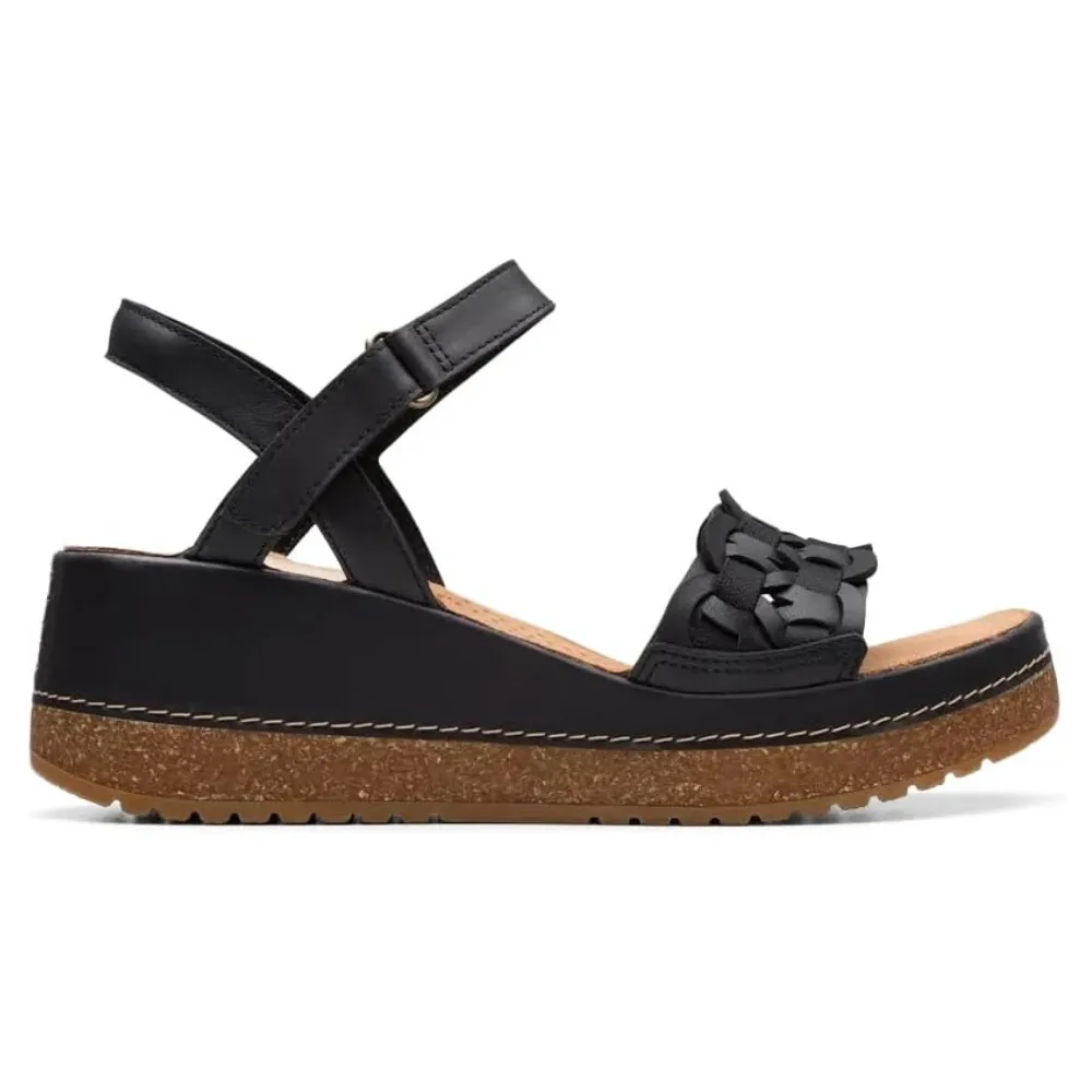 Clarks Kassanda Bar Black Leather Sandal (Women's)