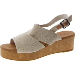 Claudine Womens Metallic Open Toe Wedge Sandals