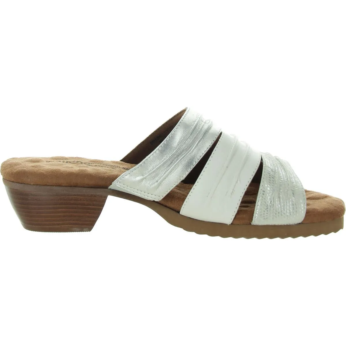 Colleen Womens Cushioned Footbed Leather Mule Sandals