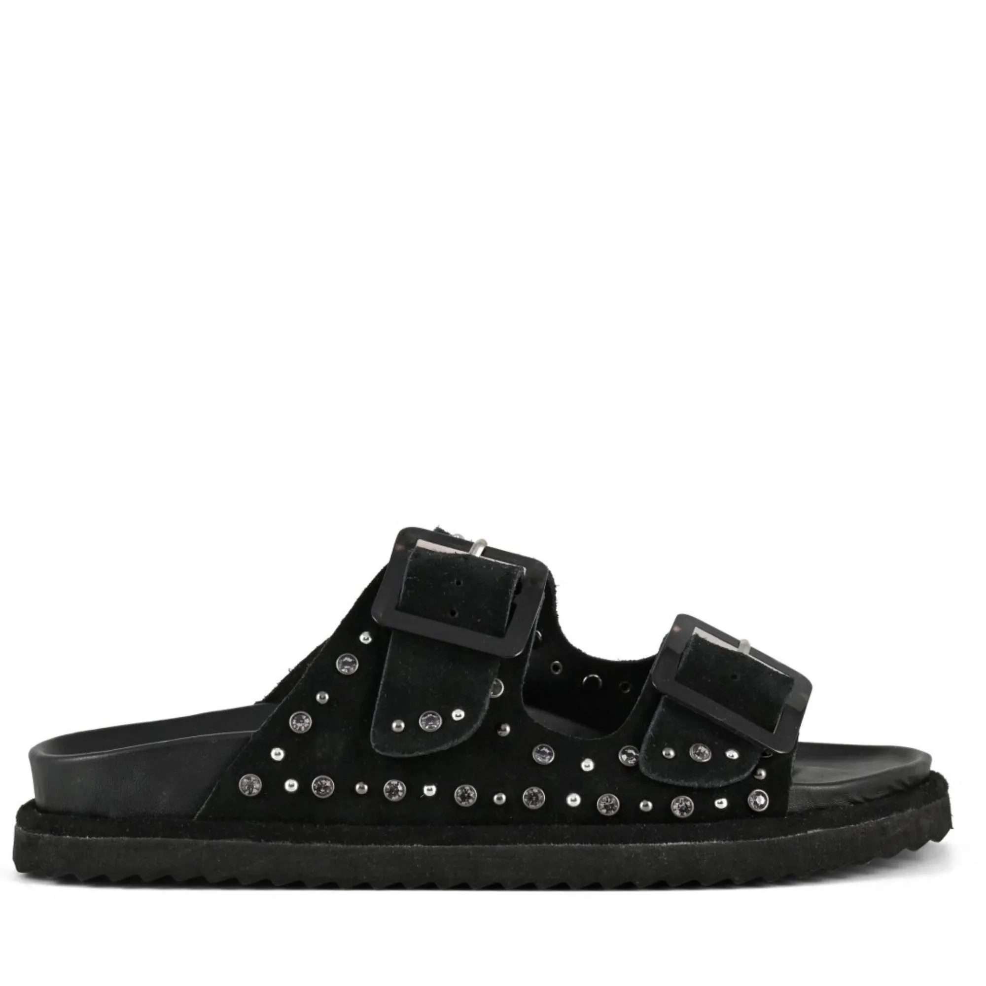 COLORS OF CALIFORNIA BLACK SUEDE RHINESTONES SANDALS