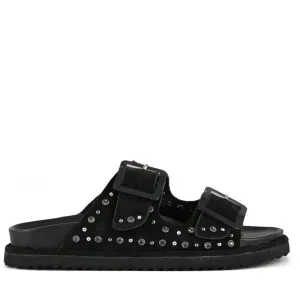 COLORS OF CALIFORNIA BLACK SUEDE RHINESTONES SANDALS