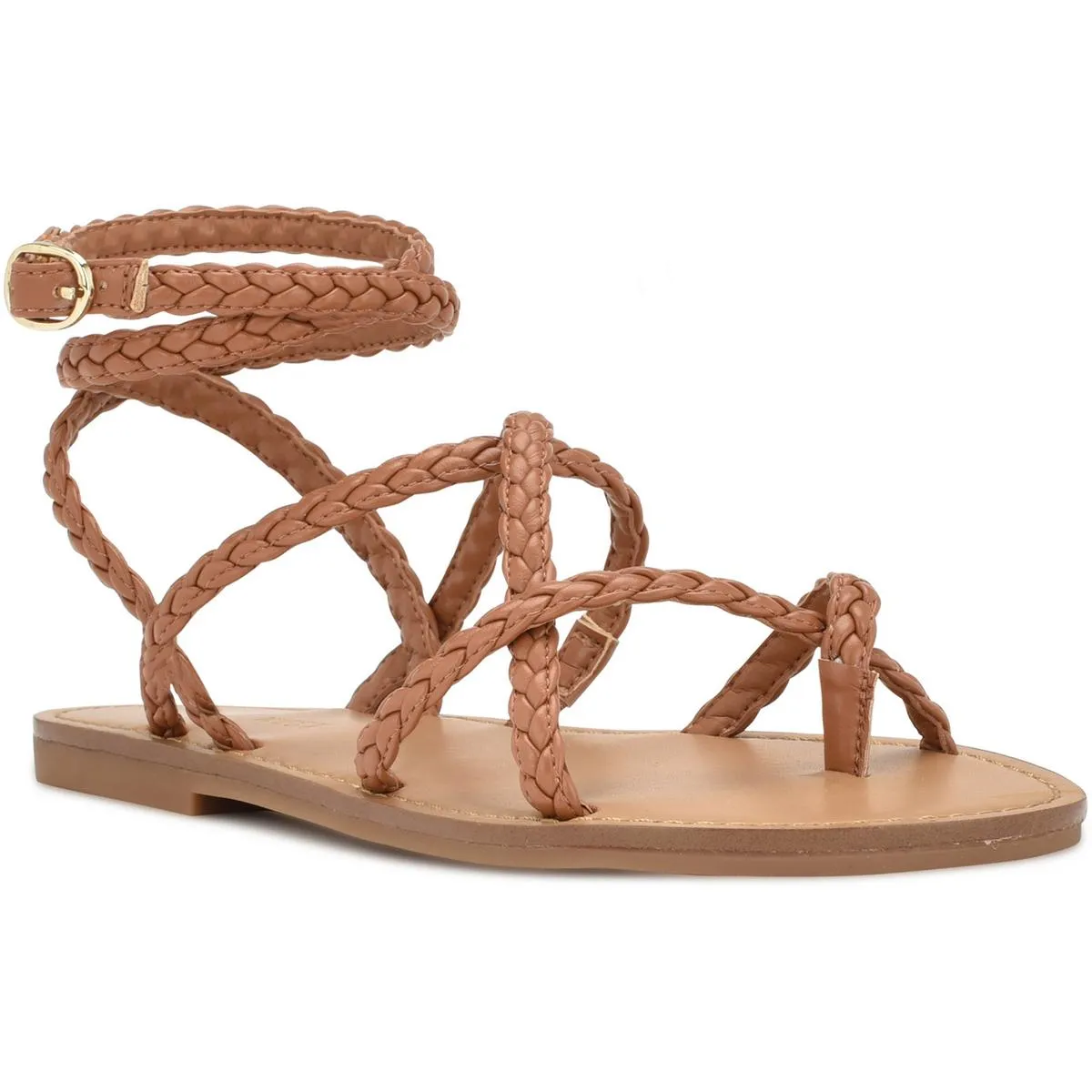 Coralin 2 Womens Faux Leather Braided Strappy Sandals