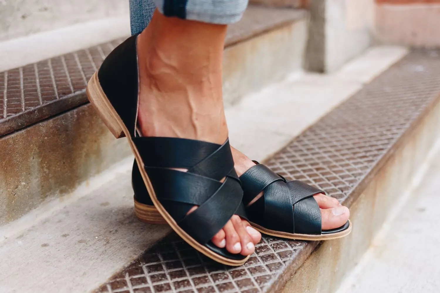 Crossroads Slip-On Sandals In Black