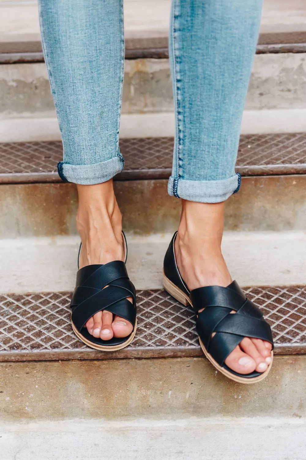 Crossroads Slip-On Sandals In Black