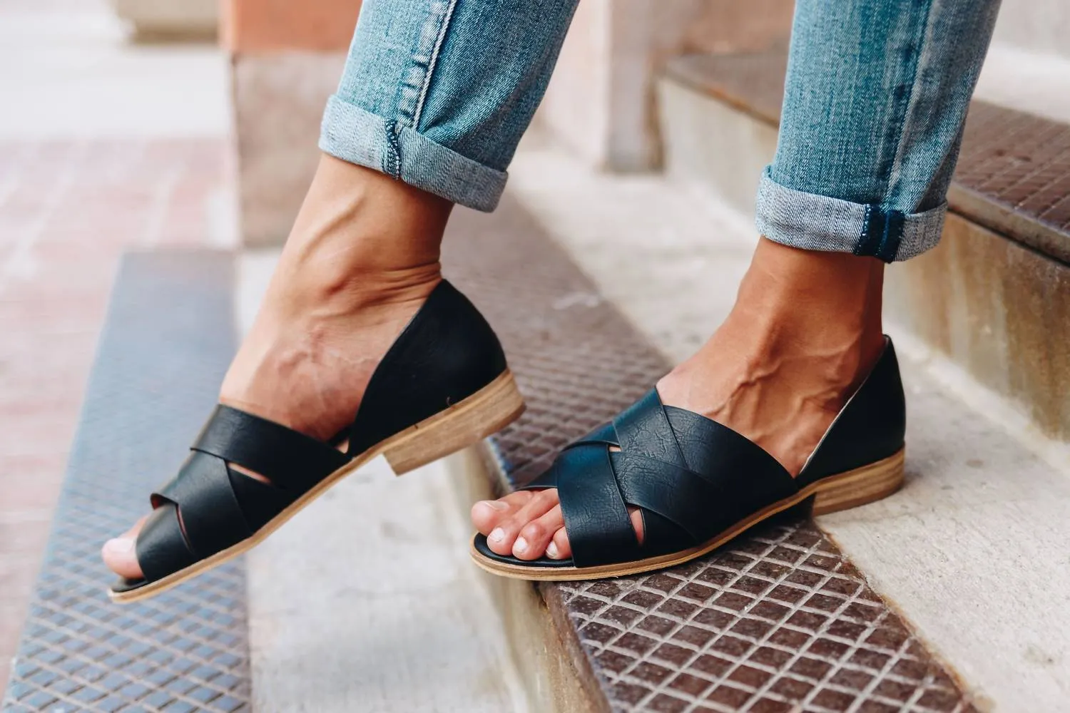 Crossroads Slip-On Sandals In Black