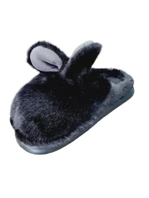 CUSHY11 - BLACK BUNNY SLIPPERS
