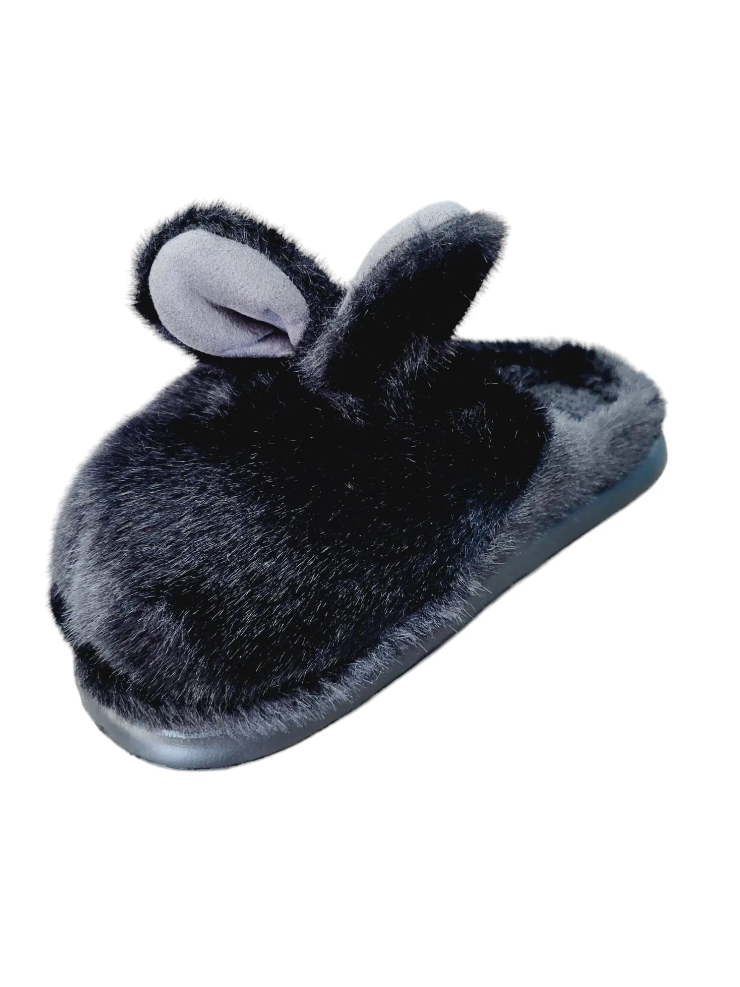 CUSHY11 - BLACK BUNNY SLIPPERS