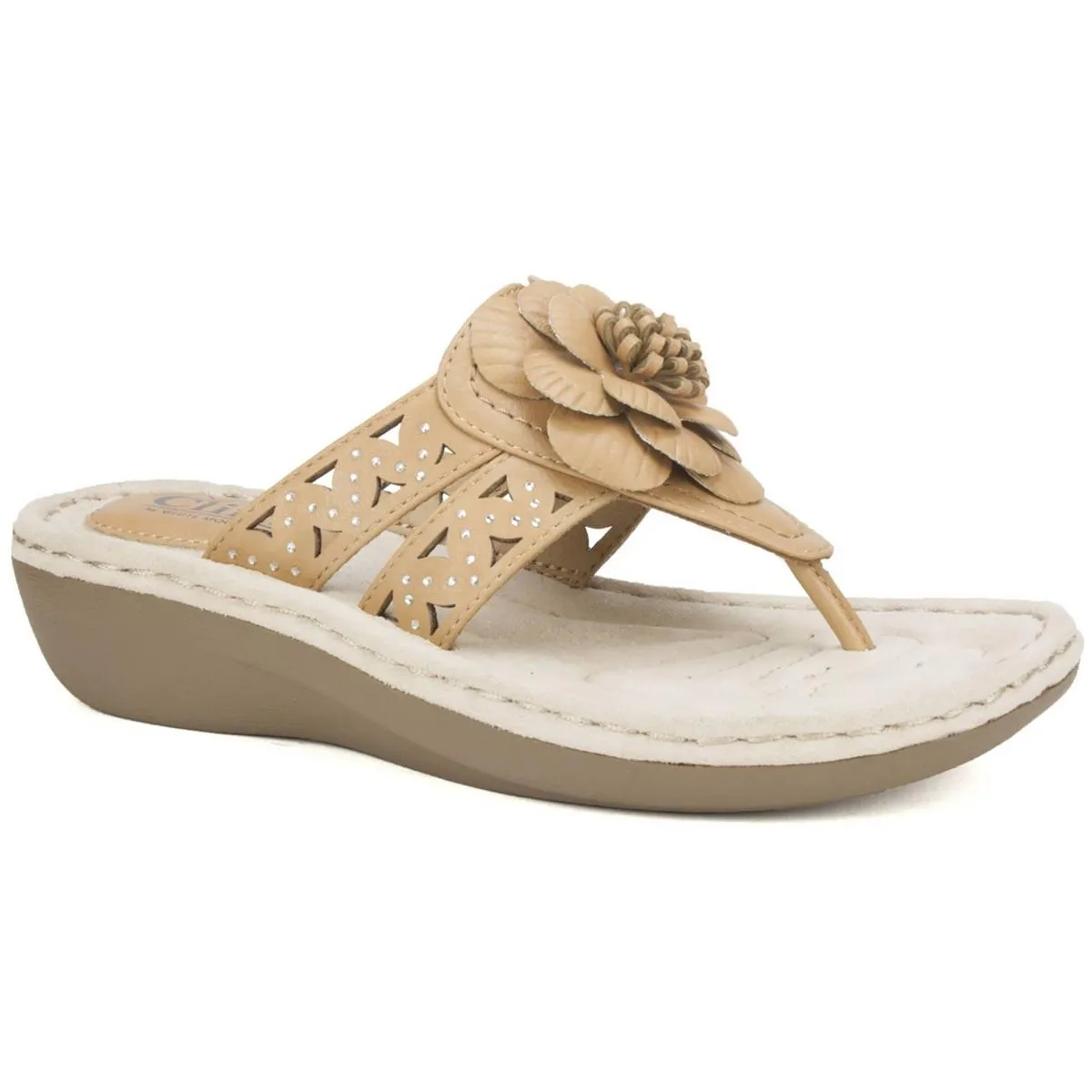 Cynthia  Womens Dressy Floral Design Thong Sandals