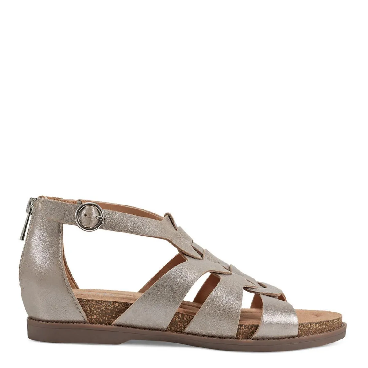 DALE Womens Leather Ankle Zipper Flatform Sandals