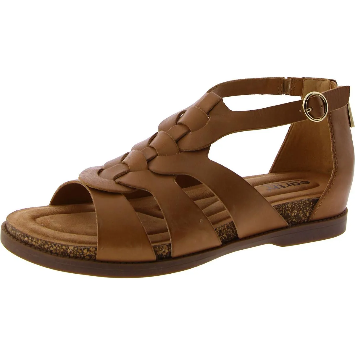 DALE Womens Leather Ankle Zipper Flatform Sandals