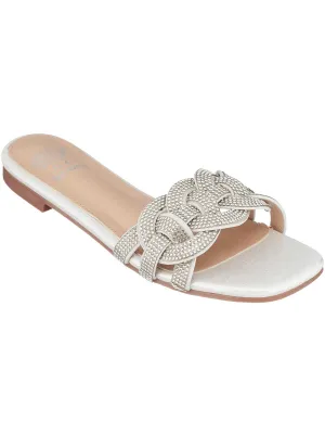 DANA Womens Faux Leather Slip On Slide Sandals