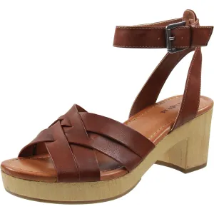 Darsel Womens Faux Leatehr Ankle Strap Heel Sandals