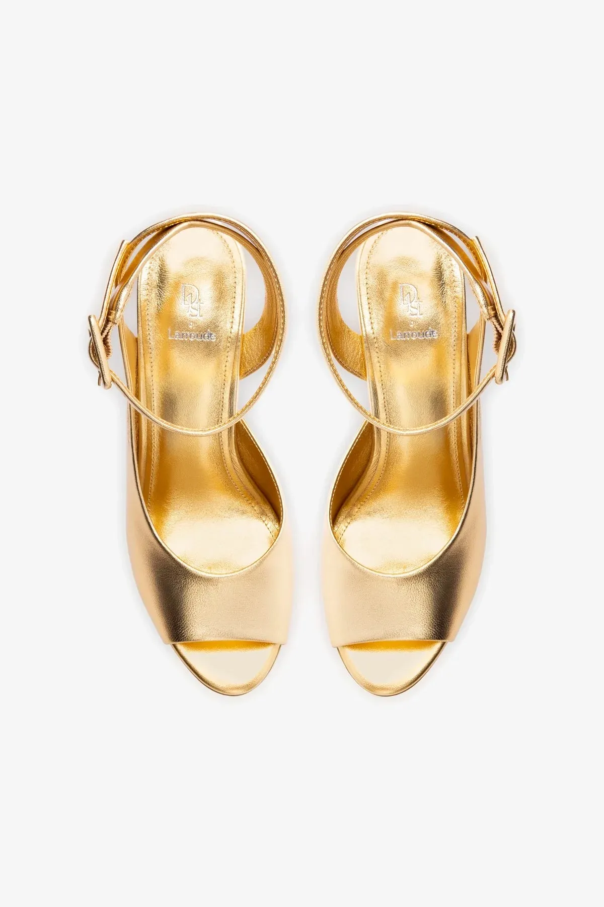 Deena By Larroud Wedge Sandal In Gold Metallic Leather