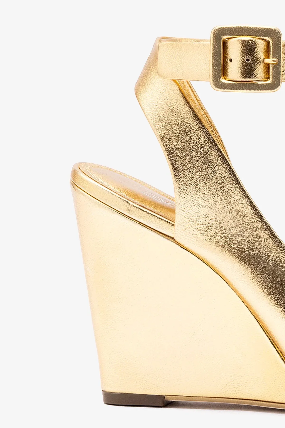 Deena By Larroud Wedge Sandal In Gold Metallic Leather