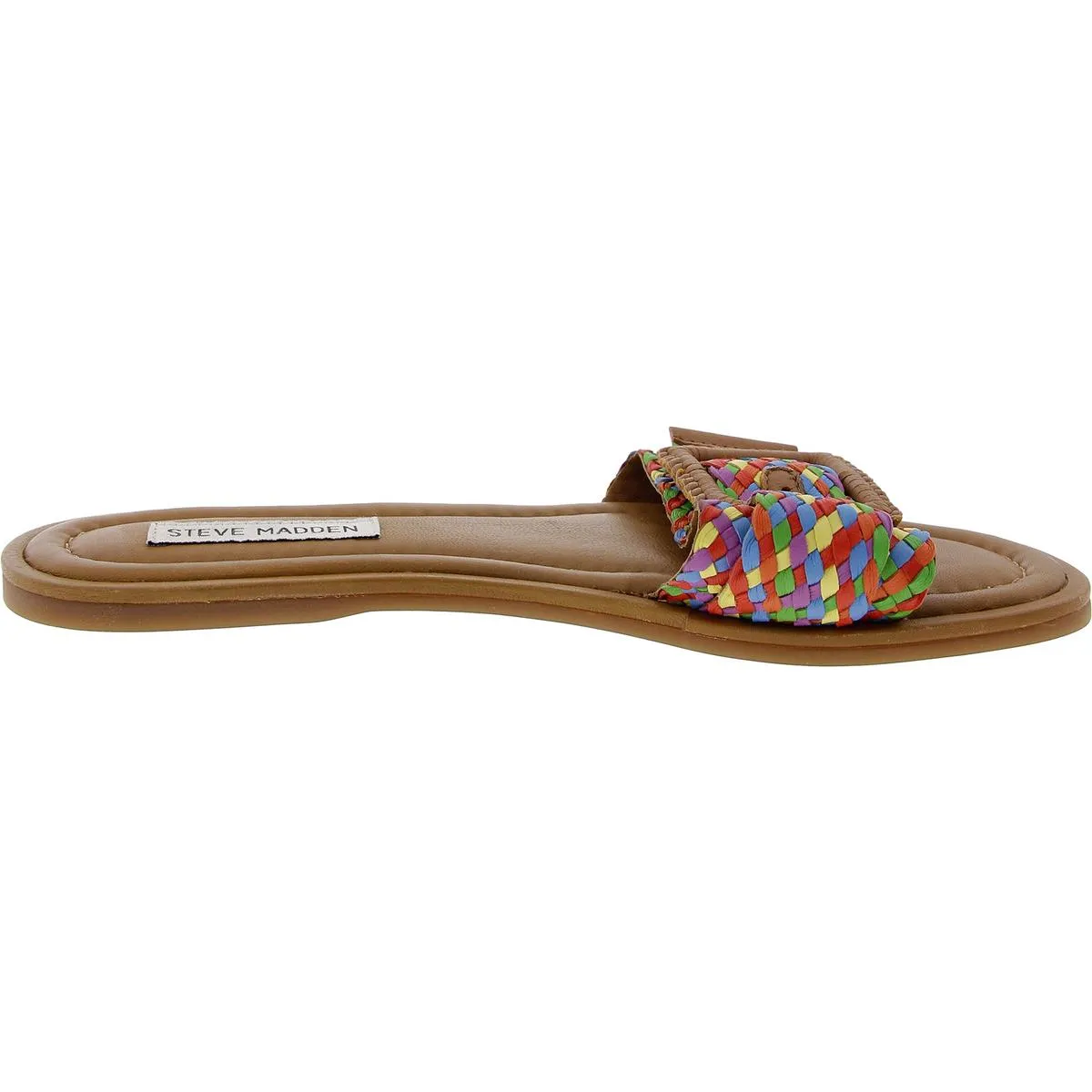 Della Womens Woven Leather Slide Sandals