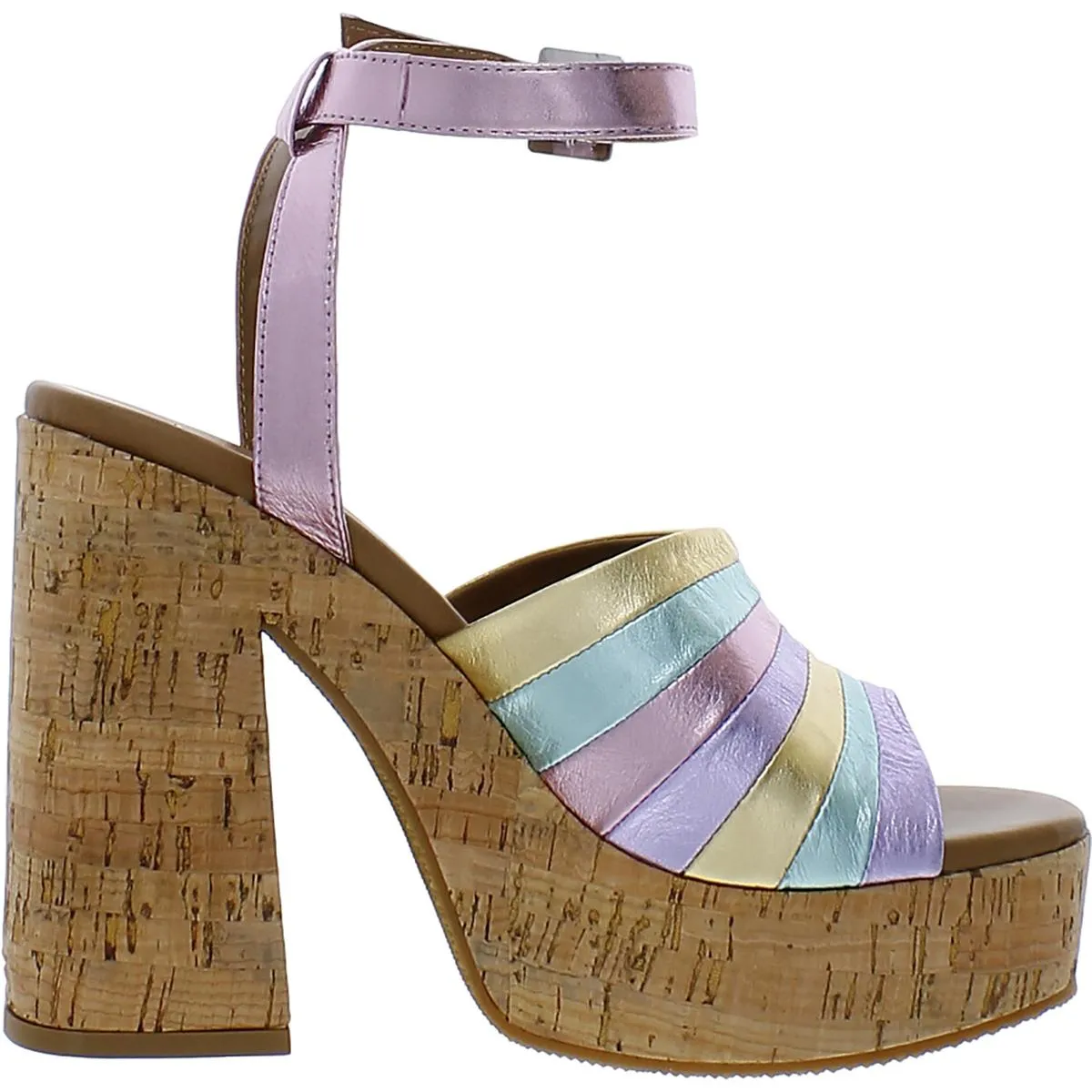 Delvina Womens Leather Ankle Platform Sandals