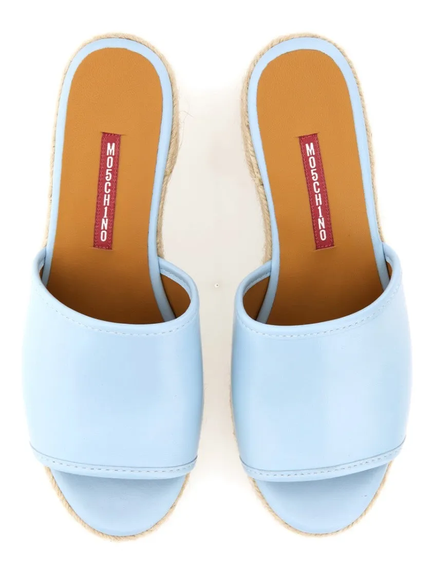 Denim-Inspired Slide Sandals With Espadrille-Style Sole