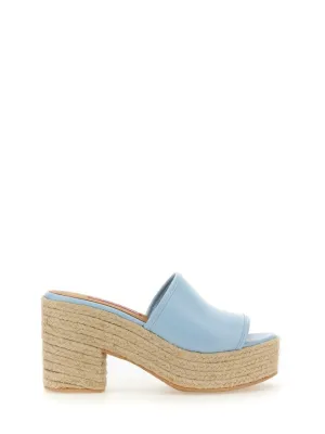 Denim-Inspired Slide Sandals With Espadrille-Style Sole