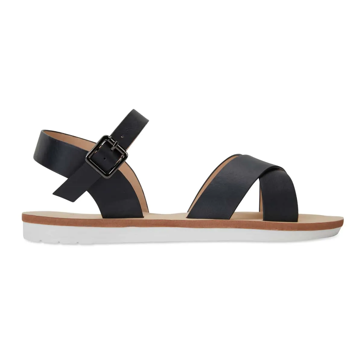Diane Sandal in Black Smooth