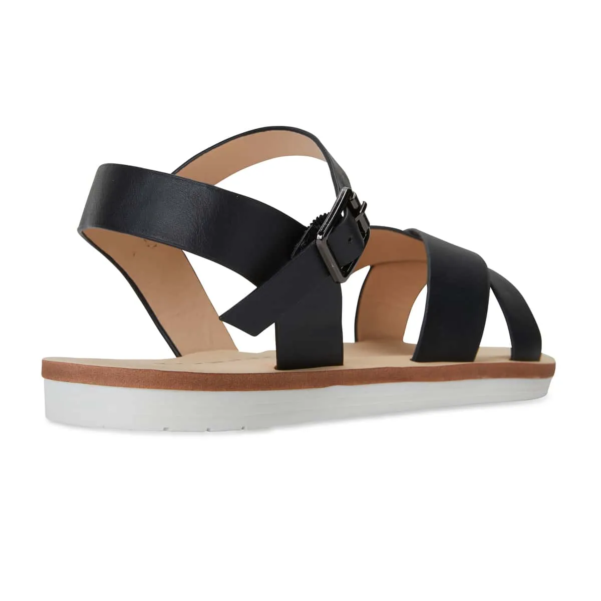 Diane Sandal in Black Smooth