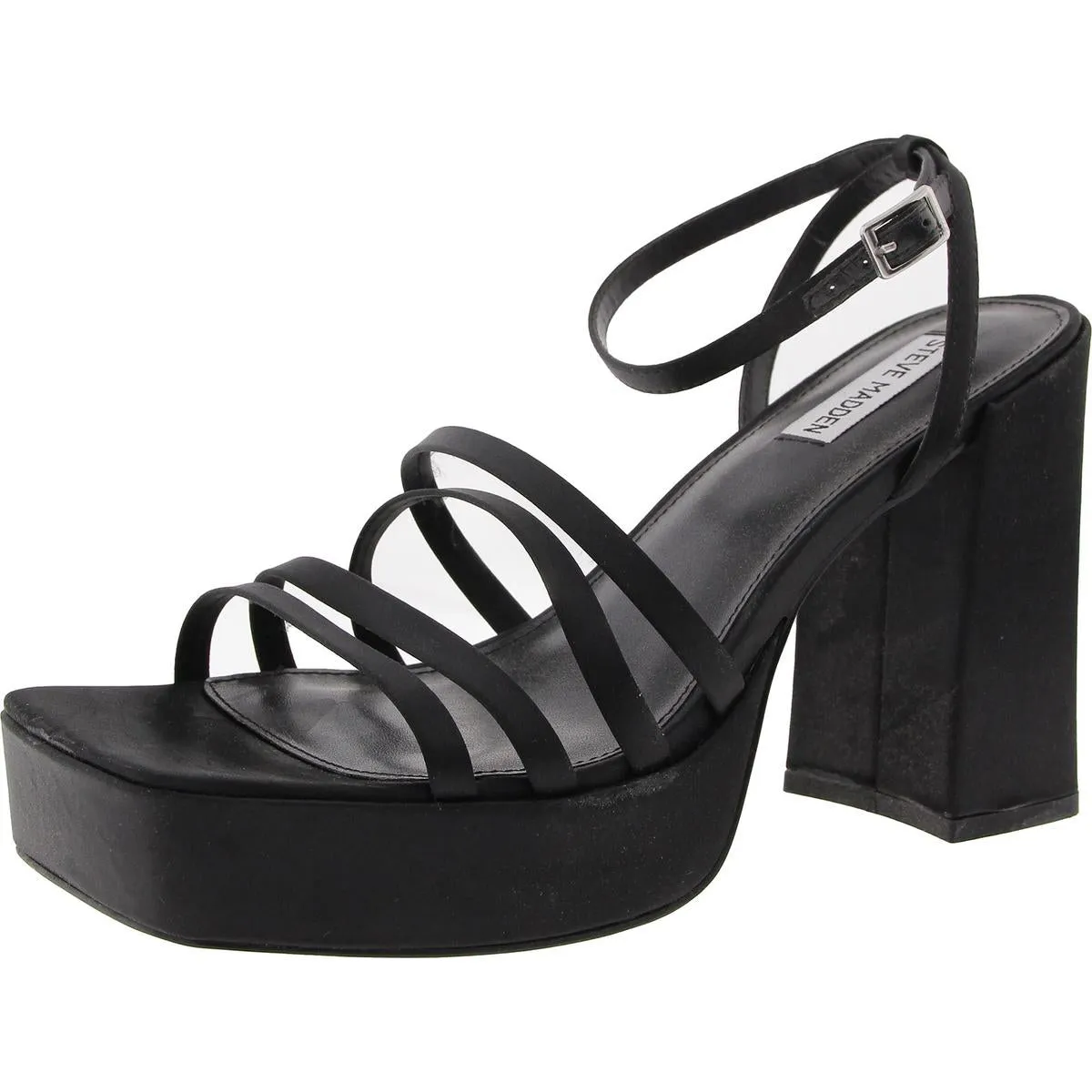 Disco Womens Buckle Satin Platform Sandals