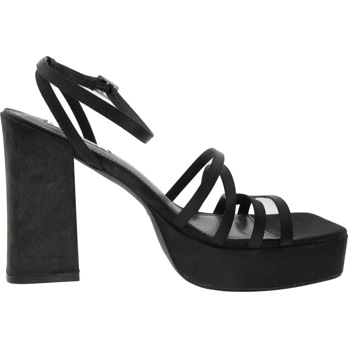 Disco Womens Buckle Satin Platform Sandals