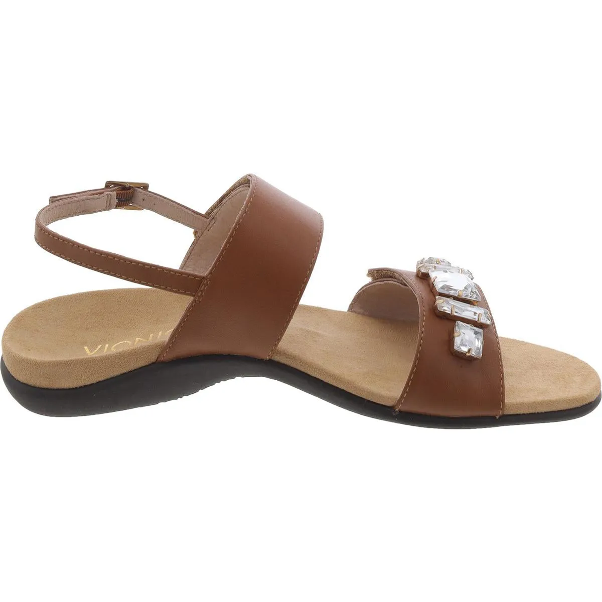 Dupre Womens Leather Embellished Slingback Sandals