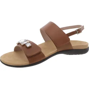 Dupre Womens Leather Embellished Slingback Sandals