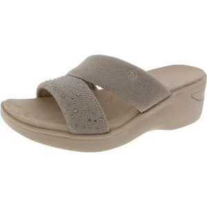Dynasty Womens Rhinestone Manmade Slide Sandals