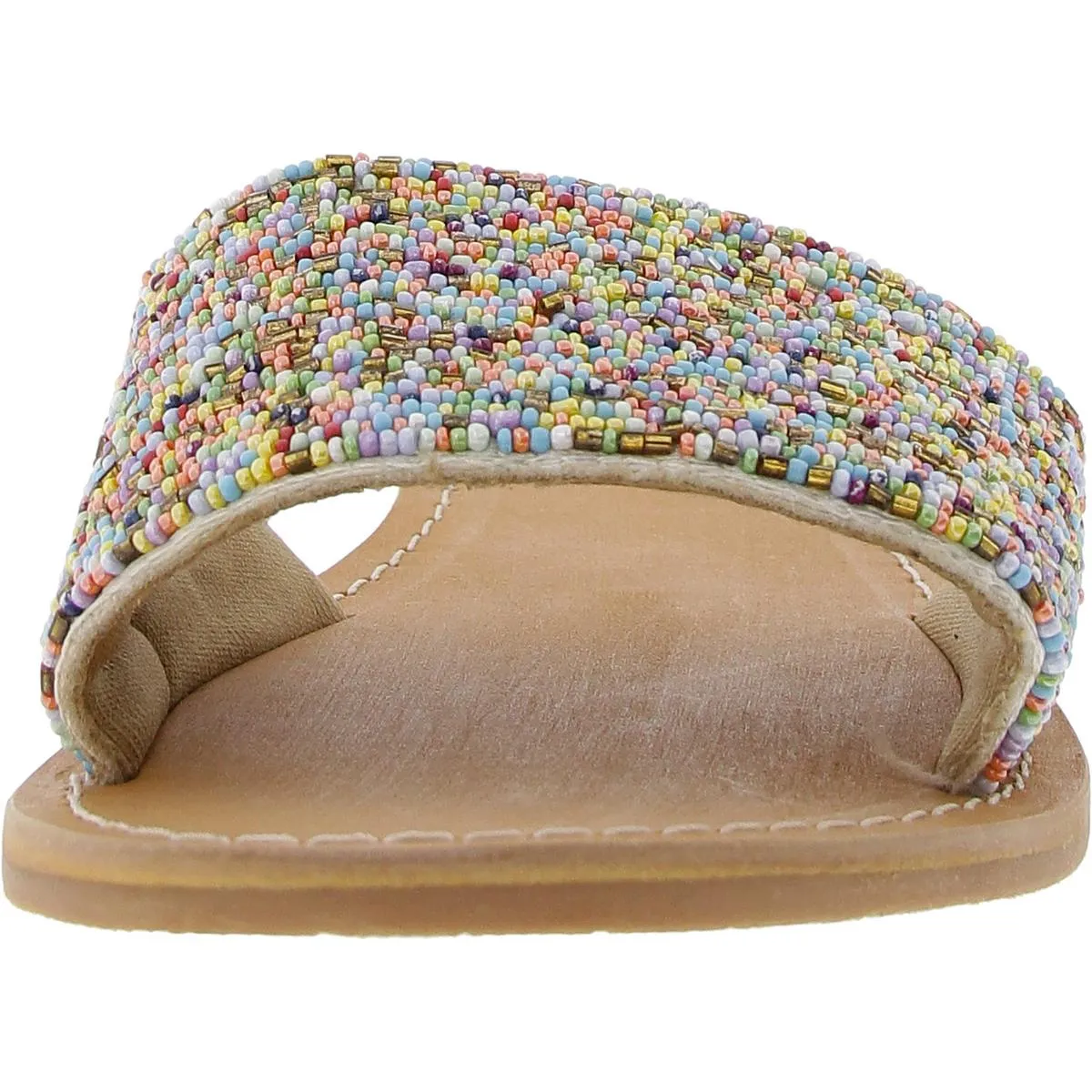 Elaborate Womens Beaded Knit Slide Sandals