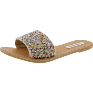 Elaborate Womens Beaded Knit Slide Sandals