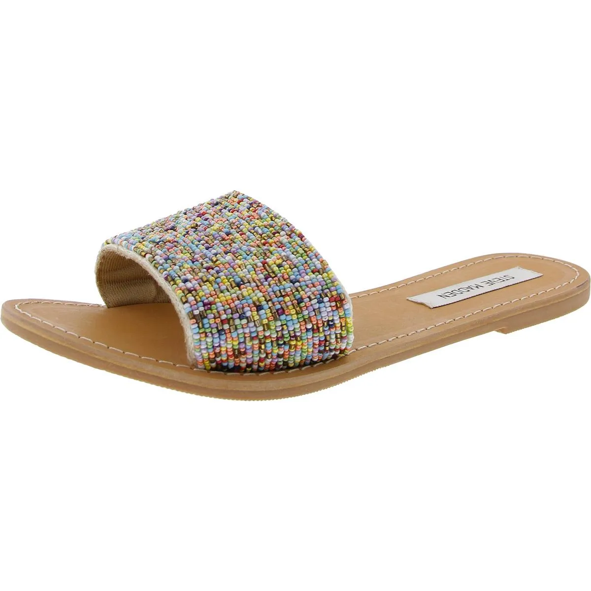 Elaborate Womens Beaded Knit Slide Sandals