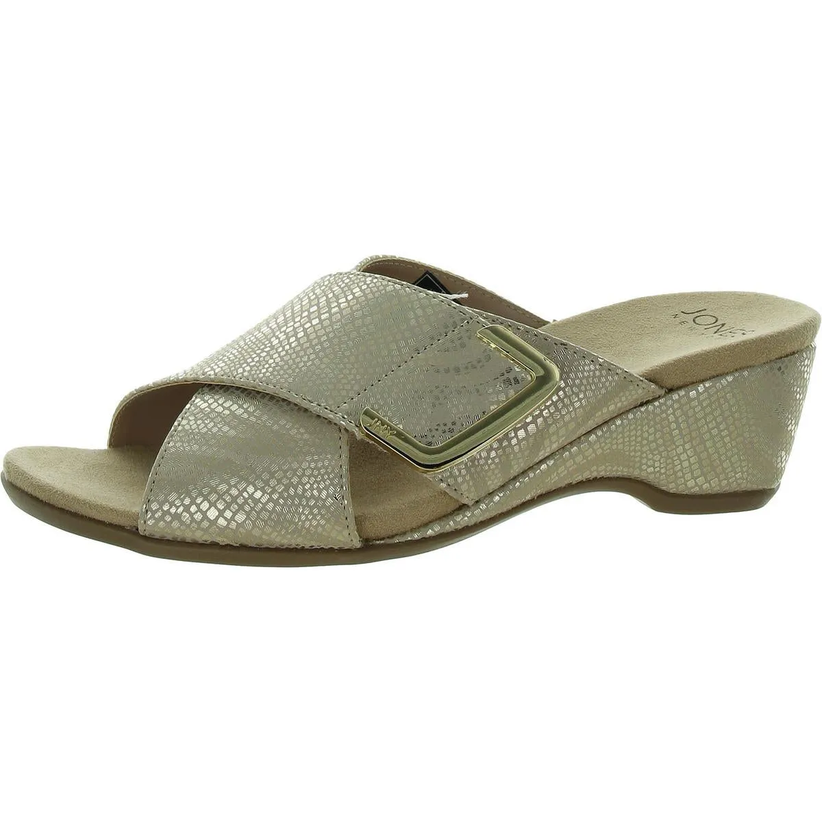 ELZAA Womens Metallic Slip On Slide Sandals
