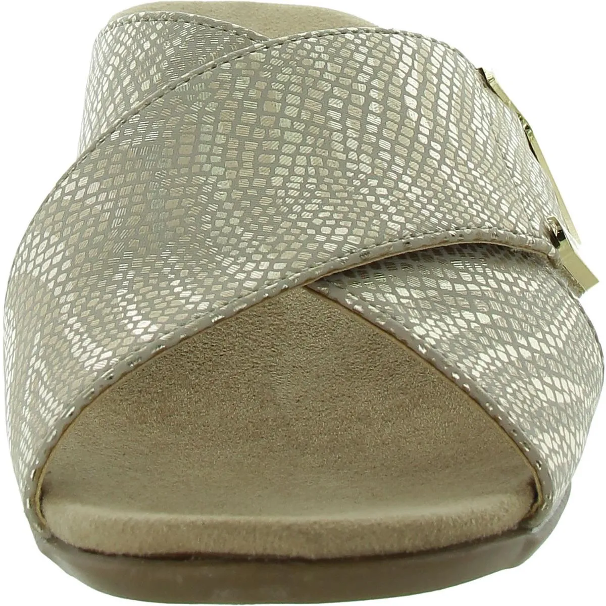 ELZAA Womens Metallic Slip On Slide Sandals