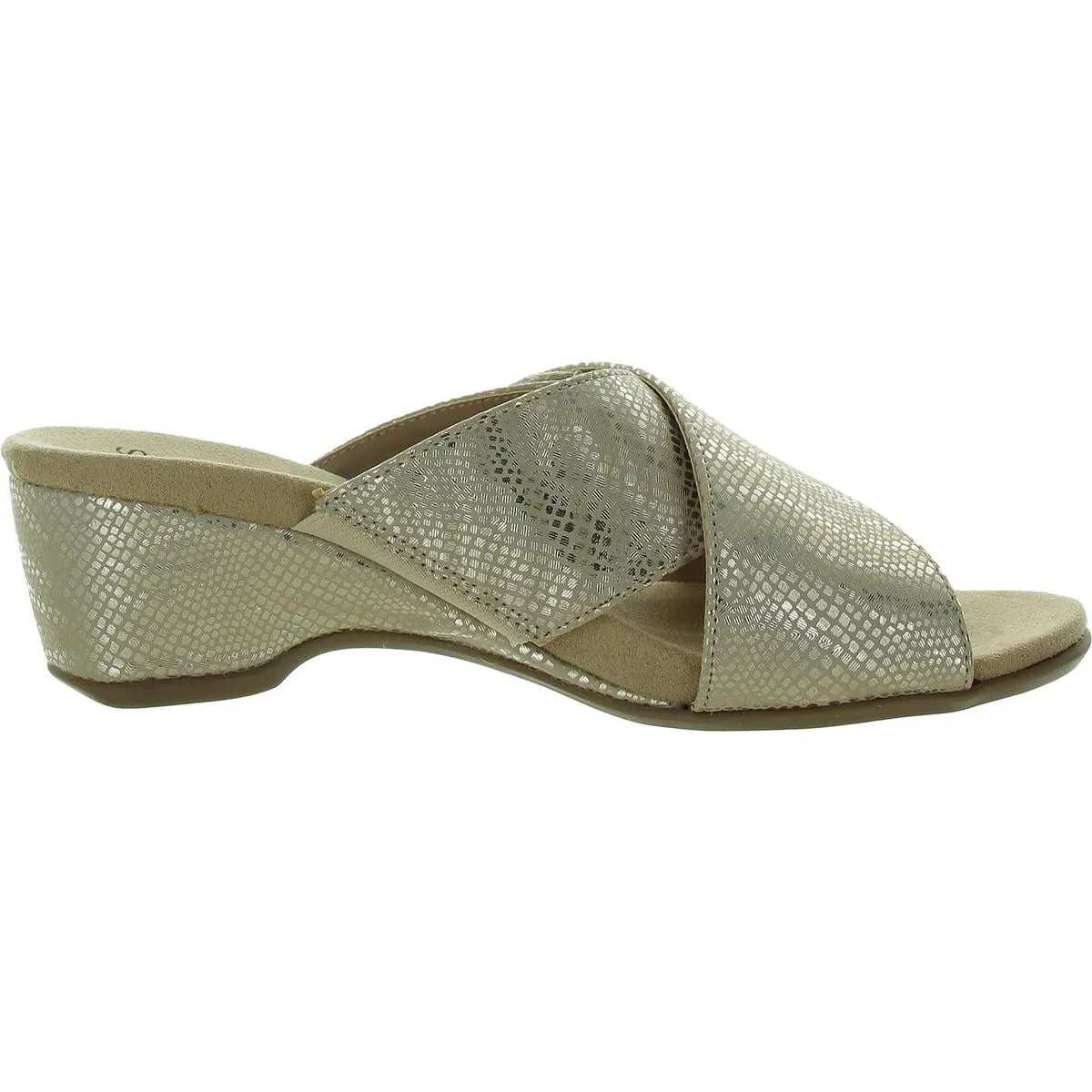 ELZAA Womens Metallic Slip On Slide Sandals