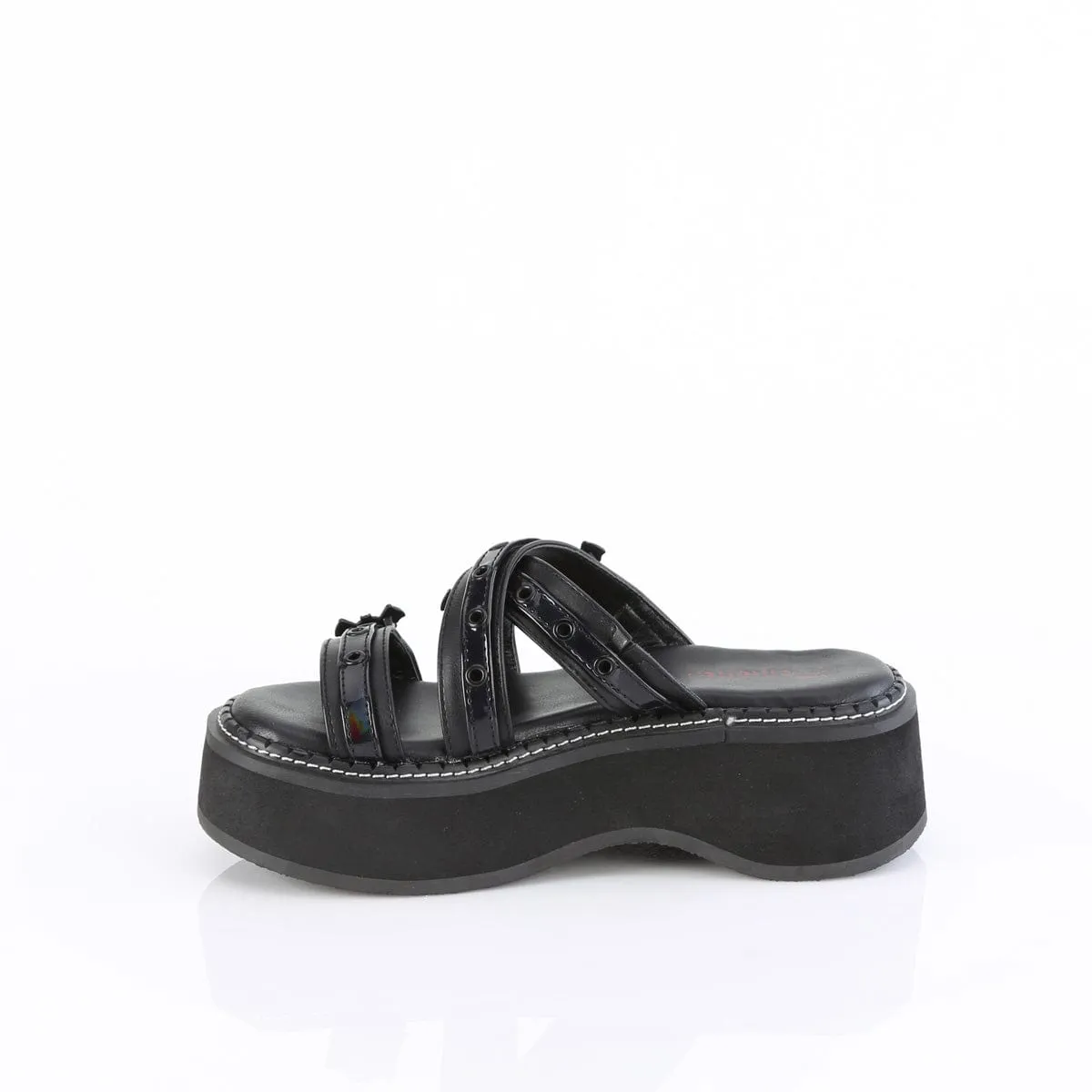 EMILY-07 Black Vegan Leather- Hologram Patent