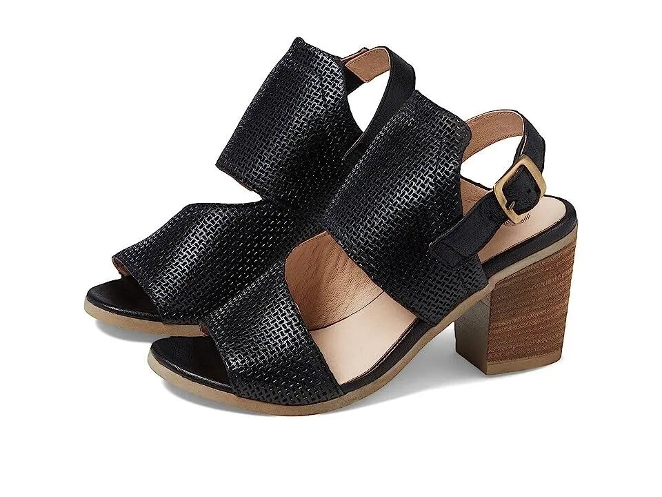 Eric Michael Bistro Sandal Women EU 37 Black Leather Block Heel Slingback KHD407