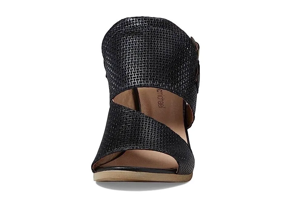 Eric Michael Bistro Sandal Women EU 37 Black Leather Block Heel Slingback KHD407